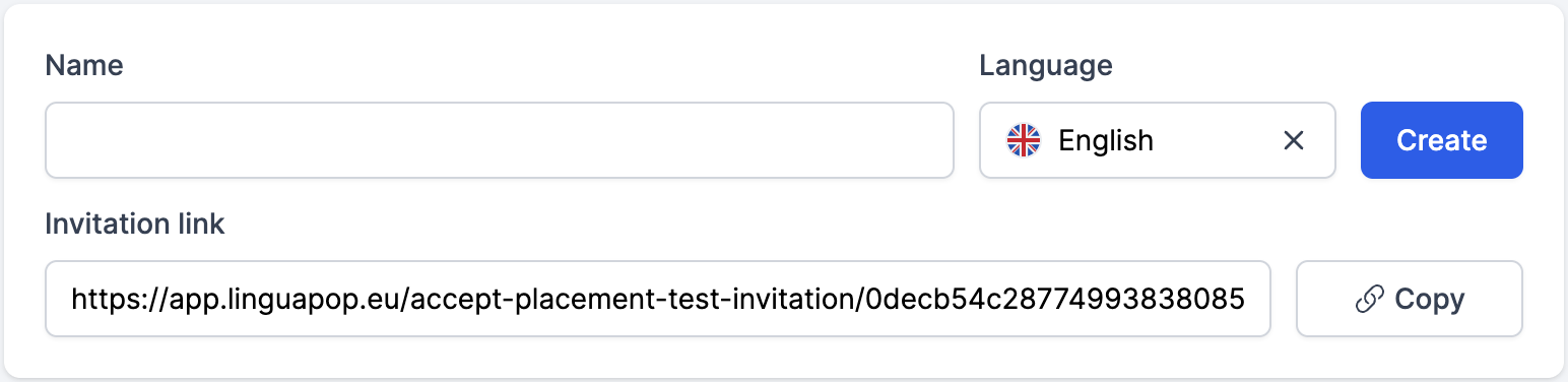 Panel for sharing invitation links when it successfully created an invitation